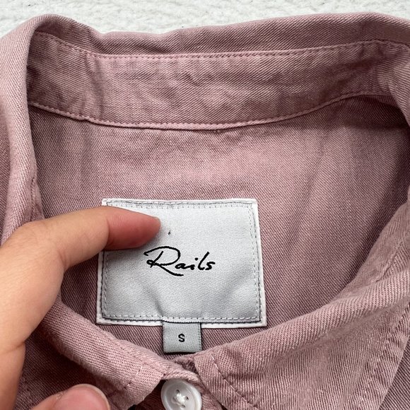 Rails | Ingrid Raw Mauve White Waves Pocket Button Down Shirt Small - Picture 4 of 10